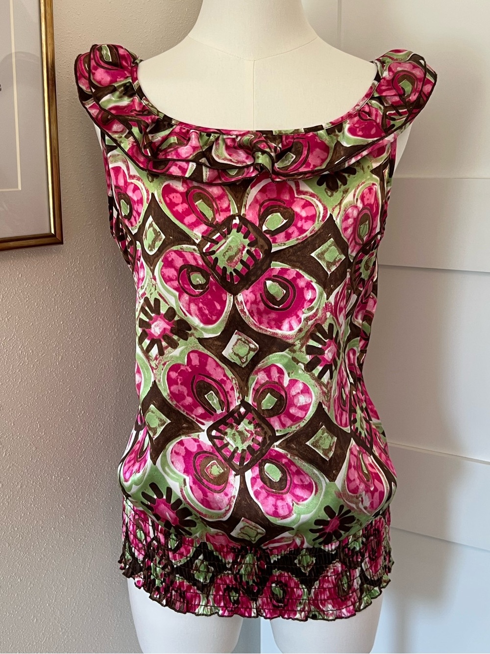 Vintage Y2K Sequin Hearts Floral Blouse Top